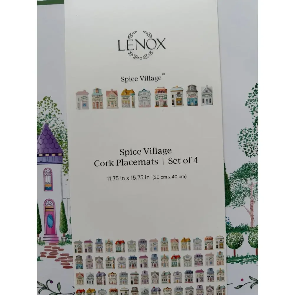 RARE Brand NEW Lenox Spice Village Cork Placemats Set of Four